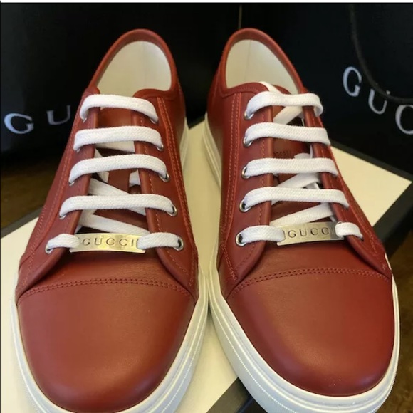 Gucci Red Leather Miro'soft Logo Sneakers - Picture 10 of 16
